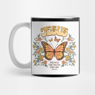 Jesus - The Truth The Way The Life - Groovy Butterflies Mug